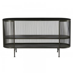 CONSOL CURVED WITH SHELF BLACK METAL - CONSOLES, DESKS